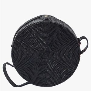 Black on black round Rattan bag anthropologie